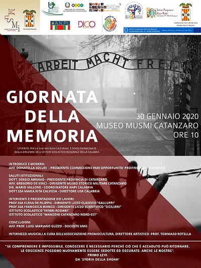 Giornata della memoria, giovedì al Musmi iniziativa organizzata dalla Provincia di Catanzaro